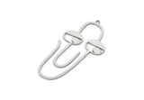 Steel Face Charm, Stainless Steel Paperclip Shaped Charms With 1 Loop, Earring Findings (47x23x0.80mm) SMP2117