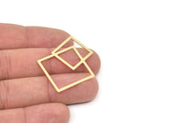 Pirinç Geometrik Charm, Ham Pirinç Kare Charmlar, Bulgular (41x34x0.60mm) SMP2118