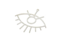 Silver Eye Charm, 4 Silver Tone Brass Eye Charms With 1 Loop, Pendants, Earrings (42x38x1mm) D0649