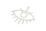 Silver Eye Charm, 4 Silver Tone Brass Eye Charms With 1 Loop, Pendants, Earrings (42x38x1mm) D0649