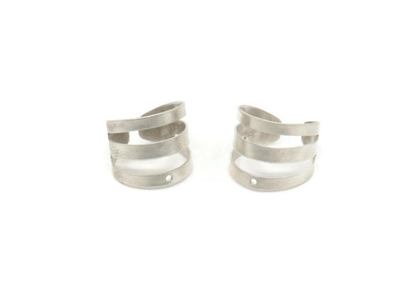 Wide Ear Cuff, 24 Antique Silver Plated Brass Ear Cuffs With One Hole Round  Findings (9mm) D020626