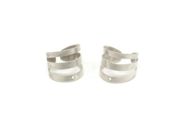 Wide Ear Cuff, 24 Antique Silver Plated Brass Ear Cuffs With One Hole Round  Findings (9mm) D0206