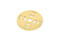 Moon Phases Charm, 2 Gold Plated Brass Crescent Moon Charms With 2 Holes, Pendants, Findings (22x0.80mm) M02713