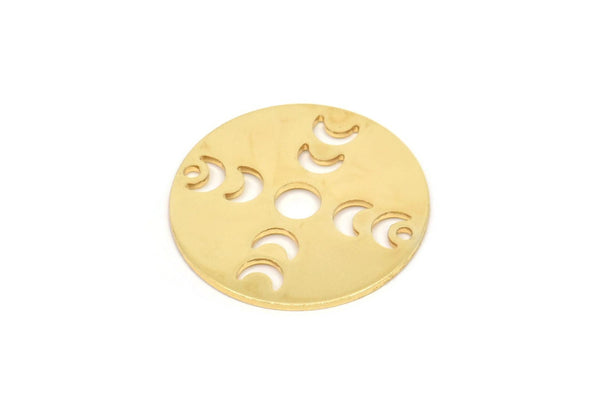 Moon Phases Charm, 2 Gold Plated Brass Crescent Moon Charms With 2 Holes, Pendants, Findings (22x0.80mm) M02713