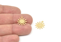 Gold Sun Charm, 8 Gold Plated Brass Sun Charms With 1 Loop, Findings (17x15x0.80mm) M01307