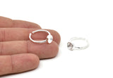 Silver Ring Setting, 925 Silver Round Ring With 1 Stone Setting - Pad Size 6mm N1763