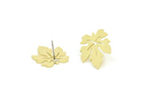 Brass Leaf Earring, 6 Raw Brass Plane Tree Leaf Stud Earrings (20x16x0.60mm) A5832