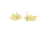 Brass Leaf Earring, 6 Raw Brass Plane Tree Leaf Stud Earrings (20x16x0.60mm) A5832