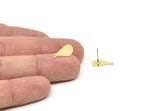 Brass Drop Earring, 12 Raw Brass Drop Stud Earrings With 1 Loop (15x8x0.40mm) A0780 A5881