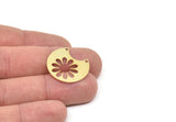 Brass Round Charm, Raw Brass Flower Charms With 2 Holes, Findings (22x24x0.80mm) SMP2017