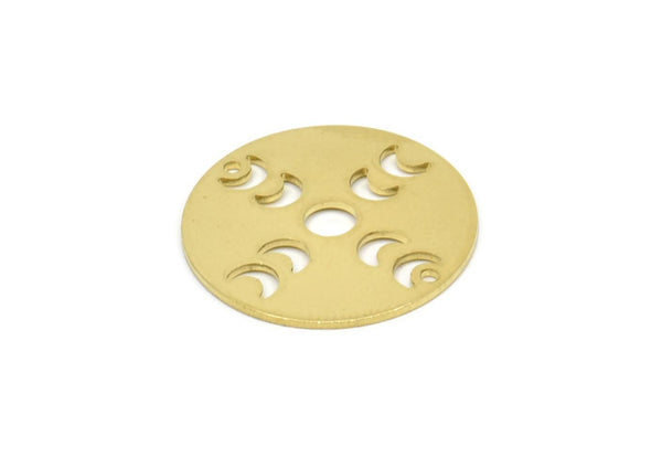 Moon Phases Charm, 6 Raw Brass Crescent Moon Charms With 2 Holes, Pendants, Findings (22x0.80mm) M02713