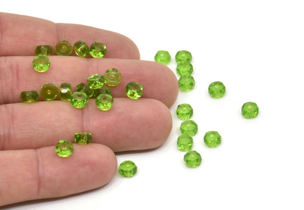 Vintage Faceted Bead, 12 Vintage Green Czech Glass Round Faceted Beads CF74 T051