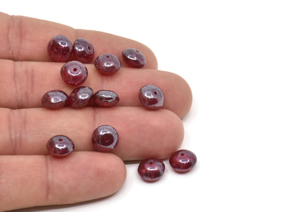 Vintage Red Bead, 24 Vintage Glass Faceted Red Beads (5x9mm) CF89 T087