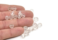 Vintage Faceted Bead, 24 Vintage Glass Faceted Clear Beads (7mm) CF105 T067