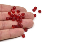 Vintage Red Bead, 24 Vintage Glass Faceted Red Beads (6mm) CF111 T067