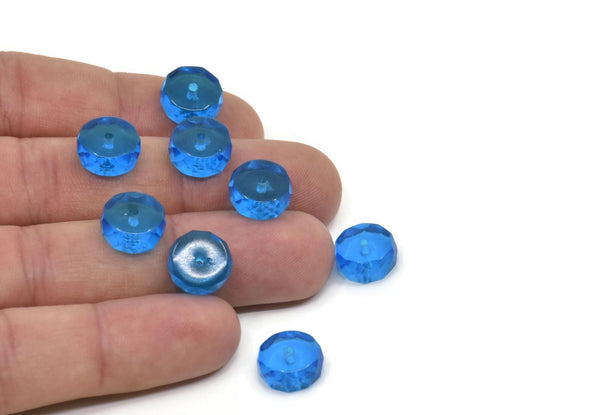 Vintage Blue Bead, 12 Vintage Glass Faceted Blue Beads (5x11mm) CF116 T067