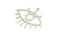 Silver Eye Charm, 925 Silver Eye Charms With 1 Loop, Pendants, Earrings (42x38x1mm) D0649