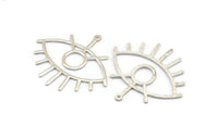 Silver Eye Charm, 925 Silver Eye Charms With 1 Loop, Pendants, Earrings (42x38x1mm) D0649