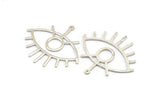 Silver Eye Charm, 925 Silver Eye Charms With 1 Loop, Pendants, Earrings (42x38x1mm) D0649