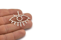 Silver Eye Charm, 925 Silver Eye Charms With 1 Loop, Pendants, Earrings (42x38x1mm) D0649