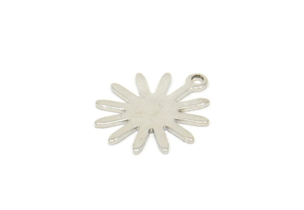 Silver Sun Charm, 12 Silver Tone Brass Sun Charms With 1 Loop, Findings (17x15x0.80mm) M01307