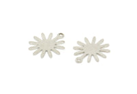Silver Sun Charm, 12 Silver Tone Brass Sun Charms With 1 Loop, Findings (17x15x0.80mm) M01307