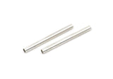 2.5mm Brass Tubes, 24 Antique Silver Plated Brass Tube Beads (2.5x30mm)