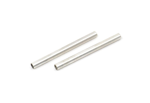 2.5mm Brass Tubes, 24 Antique Silver Plated Brass Tube Beads (2.5x30mm)