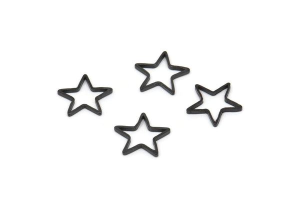 Siyah Yıldız Charm, 50 Oksitlenmiş Siyah Pirinç Yıldız Bağlantı Parçası (10 mm) BS 1169
