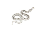 Silver Snake Charm, 6 Antique Silver Plated Brass Snake Pendants With 1 Loop, Charms, Findings (42x19x0.60mm) A5948
