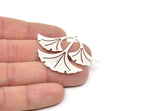 Silver Leaf Charm, 2 Antique Silver Plated Brass Ginkgo Leaf Charms With 1 Loop, Charm Pendants (37x49x0.60mm) SMP1028 A6893 H1075