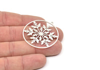 Silver Round Charm, 2 Antique Silver Plated Brass Round Shape Charms With 1 Loop, Charm Pendants (42x39x0.60mm) A5998