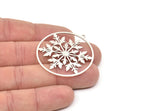 Silver Round Charm, 2 Antique Silver Plated Brass Round Shape Charms With 1 Loop, Charm Pendants (42x39x0.60mm) A5998