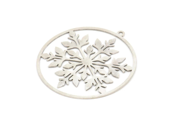 Silver Round Charm, 2 Antique Silver Plated Brass Round Shape Charms With 1 Loop, Charm Pendants (42x39x0.60mm) A5998