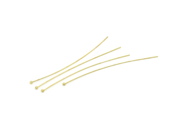 Long Ball Pin, 50 Raw Brass Ball Pins (70x0.60mm) Brc 229