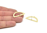 Semi Circle Earring, 4 Raw Brass Half Moon Stud Earrings With 1 Loop (38x20x0.80mm) M502 A5801