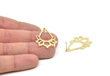 Brass Flower Earring, 2 Raw Brass Lotus Flower Stud Earrings, Findings (35x24mm) BS 2431 A5836