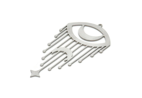 Steel Eye Charm, Stainless Steel Eye Charms With 1 Loop, Crescent Moon Charms (62x33x0.80mm) SMP2018