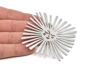 Steel Sun Charm, Stainless Steel Sunshine Charms With 1 Loop, Pendants, Face Charms, Findings (71x70x0.80mm) SMP2019