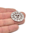 Steel Round Charm, Stainless Steel Sun Charms With 1 Loop, Face Charms, Charm Pendants (35x33x0.80mm) SMP2020