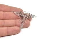 Steel Medical Charm, Stainless Steel Medical Symbol Caduceus Shaped Charms With 1 Loop, Pendants, Findings (49x50x0.80mm) SMP2022