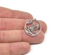 Steel Oval Charm, Stainless Steel Bird Charms With 1 Loop, Bird Charms, Findings (30x21x0.80mm) SMP2023