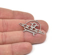Steel Alien Charm, Stainless Steel Spaceship Charms With 1 Loop, Ufo Charms, Findings (26x35x0.80mm) SMP2027