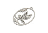 Steel Oval Charm, Stainless Steel Bird Charms With 1 Loop, Bird Charms, Findings (30x21x0.80mm) SMP2023