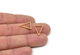 Brass Triangle Charm, 12 Raw Brass Triangles with 2 Holes (16.5x12x2.5mm) E187