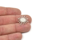 Silver Sunny Connector, 6 Silver Tone Sunny Connectors With 2 Loops (26.5x22x1mm) E039