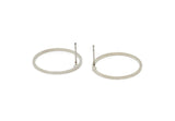 Silver Circle Earring, 6 Silver Tone Circle Stud Earrings (22x1x1mm) BS 1093 A1455