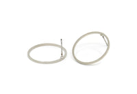Silver Circle Earring, 6 Silver Tone Circle Stud Earrings (22x1x1mm) BS 1093 A1455