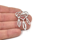 Steel Heart Charm, Stainless Steel Heart Charms, Heart Earrings, Pendants (50x27x0.80mm) SMP2050