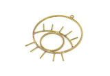Brass Eye Charm, 4 Raw Brass Eye Charms With 1 Loop, Pendants, Earrings (43x35x1mm) D1313